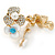 Crystal, Pearl Double Flower Clip On Earrings In Gold Plating - 25mm L - view 5