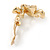 Crystal, Pearl Double Flower Clip On Earrings In Gold Plating - 25mm L - view 4