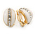 C Shape White Acrylic with Clear Crystal Clip On Earrings In Gold Plating - 20mm L