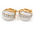 C Shape White Acrylic with Clear Crystal Clip On Earrings In Gold Plating - 20mm L - view 6