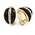 C Shape Black Acrylic with Clear Crystal Clip On Earrings In Gold Plating - 20mm L - view 2