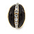 C Shape Black Acrylic with Clear Crystal Clip On Earrings In Gold Plating - 20mm L - view 4