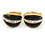 C Shape Black Acrylic with Clear Crystal Clip On Earrings In Gold Plating - 20mm L - view 7