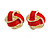 Red Enamel Knot Clip On Earrings In Gold Plating - 17mm L - view 8