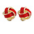 Red Enamel Knot Clip On Earrings In Gold Plating - 17mm L - view 9