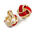 Red Enamel Knot Clip On Earrings In Gold Plating - 17mm L - view 11