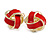 Red Enamel Knot Clip On Earrings In Gold Plating - 17mm L - view 12