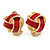 Red Enamel Knot Clip On Earrings In Gold Plating - 17mm L - view 5