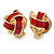 Red Enamel Knot Clip On Earrings In Gold Plating - 17mm L