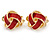 Red Enamel Knot Clip On Earrings In Gold Plating - 17mm L - view 6