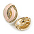 Light Pink Enamel Clear Crystal Oval Clip On Earrings In Gold Plaiting - 23mm L - view 3