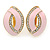 Light Pink Enamel Clear Crystal Oval Clip On Earrings In Gold Plaiting - 23mm L - view 7