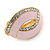 Light Pink Enamel Clear Crystal Oval Clip On Earrings In Gold Plaiting - 23mm L - view 9