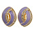 Lavender Enamel Clear Crystal Oval Clip On Earrings In Gold Plaiting - 23mm L
