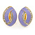Lavender Enamel Clear Crystal Oval Clip On Earrings In Gold Plaiting - 23mm L - view 8