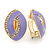 Lavender Enamel Clear Crystal Oval Clip On Earrings In Gold Plaiting - 23mm L - view 9