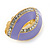 Lavender Enamel Clear Crystal Oval Clip On Earrings In Gold Plaiting - 23mm L - view 10