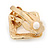 Square Crystal with White Acrylic Stone Clip On Earrings In Gold Plating - 23mm L - view 3