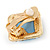 Square Crystal with Light Blue Acrylic Stone Clip On Earrings In Gold Plating - 23mm L - view 4