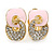 Gold Plated, Light Pink Enamel, Clear Crystal Infinity Clip On Earrings - 20mm L