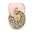Gold Plated, Light Pink Enamel, Clear Crystal Infinity Clip On Earrings - 20mm L - view 5