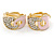 Gold Plated, Light Pink Enamel, Clear Crystal Infinity Clip On Earrings - 20mm L - view 6