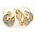 Gold Plated, White Enamel, Clear Crystal Infinity Clip On Earrings - 20mm L - view 2