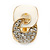 Gold Plated, White Enamel, Clear Crystal Infinity Clip On Earrings - 20mm L - view 3