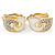 Gold Plated, White Enamel, Clear Crystal Infinity Clip On Earrings - 20mm L - view 5