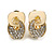 Gold Plated, White Enamel, Clear Crystal Infinity Clip On Earrings - 20mm L - view 10