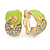 Gold Plated, Lime Green Enamel, Clear Crystal Infinity Clip On Earrings - 20mm L - view 2