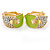 Gold Plated, Lime Green Enamel, Clear Crystal Infinity Clip On Earrings - 20mm L - view 6