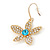 Clear/ Light Blue Crystal Flower Drop Earrings In Gold Plating - 43mm L - view 6