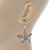 Clear/ Light Blue Crystal Flower Drop Earrings In Gold Plating - 43mm L - view 7