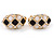 Black/ White Acrylic Bead Oval Clip On Earrings In Gold Tone - 23mm L - view 7