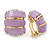 C Shape Lavender Acrylic, Clear Crystal Clip On Earrings In Gold Plating - 20mm L