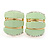 C Shape Light Green Acrylic, Clear Crystal Clip On Earrings In Gold Plating - 20mm L - view 4