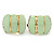 C Shape Light Green Acrylic, Clear Crystal Clip On Earrings In Gold Plating - 20mm L - view 5