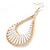 Teardrop Wired Earrings with White Glass Beads In Gold Plating - 80mm L - view 4