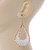 Teardrop Wired Earrings with White Glass Beads In Gold Plating - 80mm L - view 5