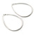 Large Silver Plated Etched Oval Hoop Earrings - 85mm L - view 5