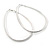 Large Silver Plated Etched Oval Hoop Earrings - 85mm L - view 2