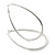 Large Silver Plated Etched Oval Hoop Earrings - 85mm L