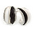 C Shape Black/ White Acrylic, Clear Crystal Stud Earrings In Silver Tone - 20mm - view 6