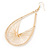 Large Gold Tone Wire Teardrop Hoop Earrings - 90mm L - view 4