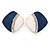 Dark Blue/ White Enamel Crystal Square Clip On Earrings In Gold Plating - 20mm - view 3