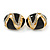 Oval Black Enamel, Clear Crystal Clip On Earrings In Gold Plating - 20mm L - view 6