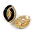 Black Enamel Clear Crystal Oval Clip On Earrings In Gold Plaiting - 23mm L - view 3