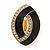 Black Enamel Clear Crystal Oval Clip On Earrings In Gold Plaiting - 23mm L - view 8