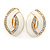 White Enamel Clear Crystal Oval Clip On Earrings In Gold Plaiting - 23mm L - view 11